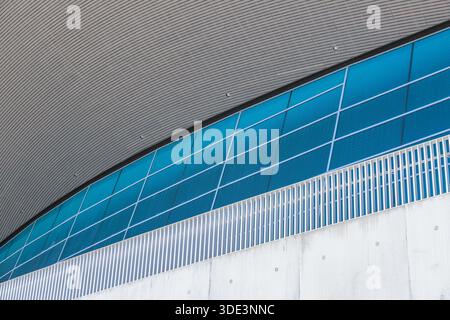 Détail du toit du Centre aquatique du Queen Elizabeth Olympic Park à Londres, Royaume-Uni Banque D'Images