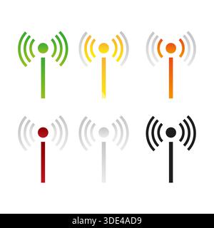 EMETTEUR d'antenne cellulaire professionnel. Vecteur de signal réseau. Indicateur de station sans fil. Ensemble tour de TELECOMMUNICATION. SPE 10. Illustration de Vecteur