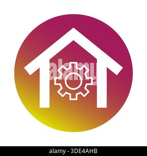 Icône d'engrenage de maison. Symbole de réglage de la position initiale. Outil de réparation Vector. Pièce mécanique. SPE 10. Illustration de Vecteur