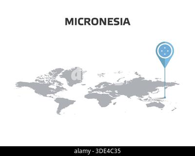 MICRONÉSIE emplacement PIN sur la carte du monde avec drapeau dans le corps de PIN Illustration de Vecteur