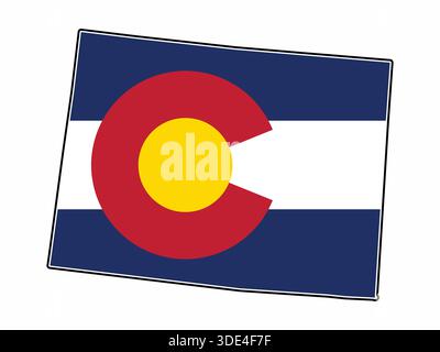 Carte de l'État du Colorado avec drapeau dans le corps isolé sur fond blanc Illustration de Vecteur