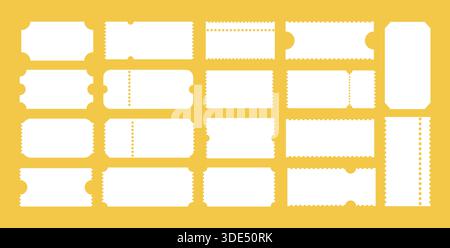 Admettez les maquettes minimalistes One tickets. Ensemble de modèles de billets pour le cinéma, cirque, théâtre, festival, casino, club. Flans d'embarquement, loterie, vente Illustration de Vecteur