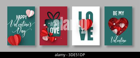 Ensemble de cartes de vœux de Saint-Valentin Illustration de Vecteur