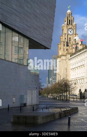 Musée de Liverpool, Royal Liver Building et Cunard Building à Liverpool, Angleterre, Royaume-Uni Banque D'Images