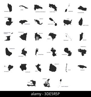 Ensemble d'illustrations vectorielles avec des cartes simplifiées des variantes de pays Illustration de Vecteur