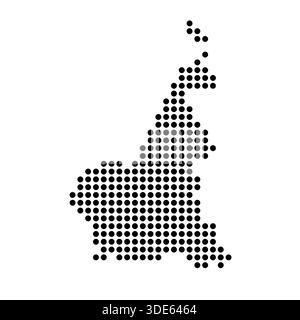 Cameroun carte en pointillés du pays. Illustration de pixel de spot noir isolé sur fond blanc. Mosaïque circulaire vectorielle. Illustration de Vecteur