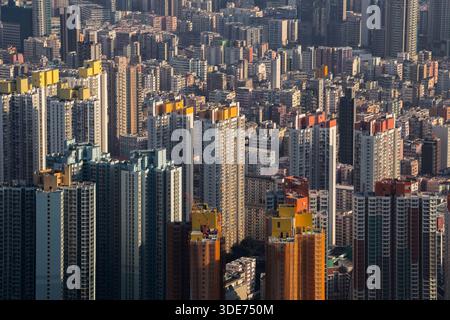 Paysage urbain de l'île de Kowloon, Hong Kong, Chine Banque D'Images