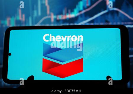 Allemagne. 05 janvier 2026. Dans cette illustration photo, le logo Chevron Corporation est affiché sur un moniteur. Crédit : SOPA images Limited/Alamy Live News Banque D'Images