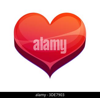 Icône de jeu de casino de dessin animé de coeur rouge Illustration de Vecteur