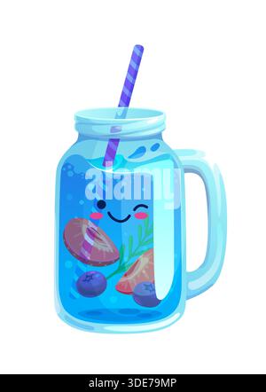 Personnage joyeux de boisson d'eau de dessin animé, pot mignon Illustration de Vecteur