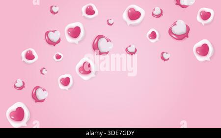 Bulle de dialogue de chat avec des coeurs 3D. icône de type médias sociaux. chat message d'amour avec des coeurs 3d mignons. saint valentin. commentaire d'amour de l'application. conc. médias sociaux Illustration de Vecteur