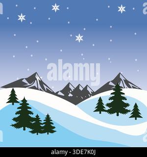 Illustration vectorielle de paysage d'hiver Illustration de Vecteur
