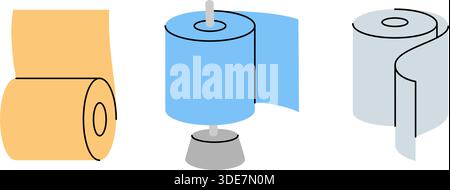 Serviettes en papier. Papiers hygiéniques, serviettes, lingettes et autres produits d'hygiène. Illustration vectorielle Illustration de Vecteur