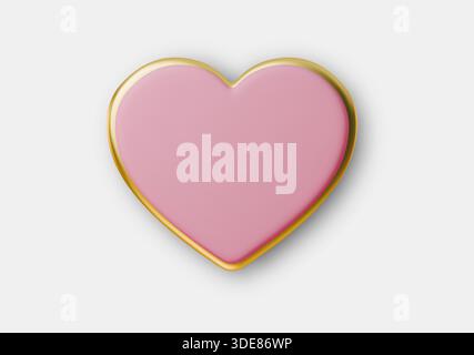 Icône de coeur en 3D dans des tons roses et or vibrants, parfait pour les conceptions de Saint-Valentin, les messages d'amour, les cartes de voeux romantiques et la célébration festive Illustration de Vecteur