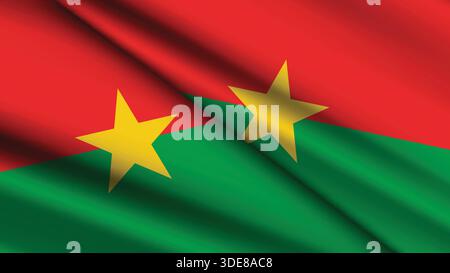Fond national du BURKINA FASSO avec deux drapeaux ondulés Illustration de Vecteur