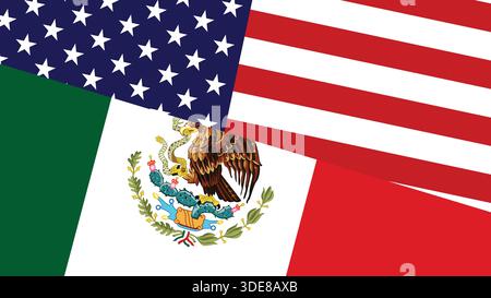 Design national mettant en vedette les drapeaux des États-Unis et du Mexique Illustration de Vecteur