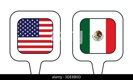 Design national mettant en vedette les drapeaux des États-Unis et du Mexique Illustration de Vecteur