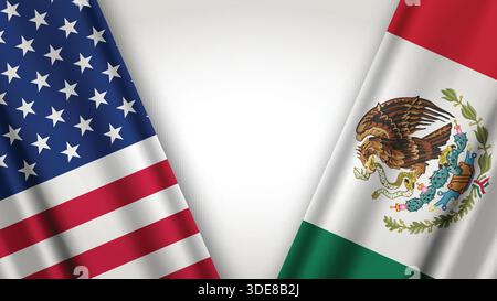 Design national mettant en vedette les drapeaux des États-Unis et du Mexique Illustration de Vecteur