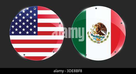 Design national mettant en vedette les drapeaux des États-Unis et du Mexique Illustration de Vecteur