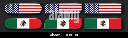 Design national mettant en vedette les drapeaux des États-Unis et du Mexique Illustration de Vecteur