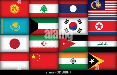Vaste collection de drapeaux divers et uniques de diverses régions Illustration de Vecteur