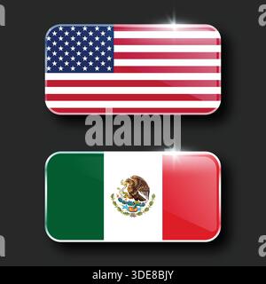 Design national mettant en vedette les drapeaux des États-Unis et du Mexique Illustration de Vecteur