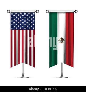 Design national mettant en vedette les drapeaux des États-Unis et du Mexique Illustration de Vecteur