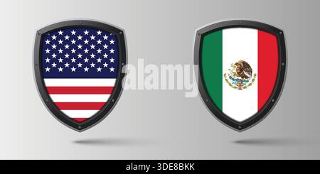 Design national mettant en vedette les drapeaux des États-Unis et du Mexique Illustration de Vecteur