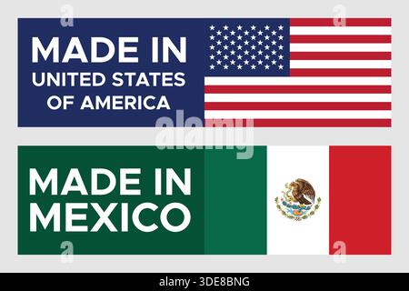 Design national mettant en vedette les drapeaux des États-Unis et du Mexique Illustration de Vecteur