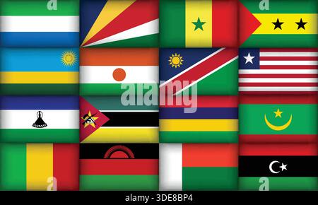 Vaste collection de drapeaux divers et uniques de diverses régions Illustration de Vecteur
