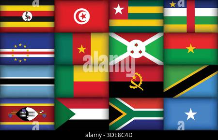 Vaste collection de drapeaux divers et uniques de diverses régions Illustration de Vecteur