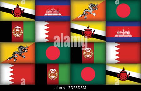 Vaste collection de drapeaux divers et uniques de diverses régions Illustration de Vecteur