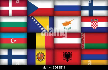 Vaste collection de drapeaux divers et uniques de diverses régions Illustration de Vecteur