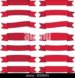 Bannières de ruban rouge définies sur fond transparent Illustration de Vecteur