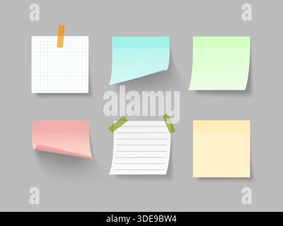 notes adhésives colorées avec des ombres Illustration de Vecteur