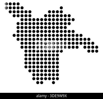 Symbole carte de la ville Ferrare (Italie) montrant la ville avec un motif de quelques points noirs Illustration de Vecteur