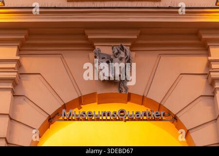 Museumsquartier, panneau du quartier des musées , Vienne, Autriche. Banque D'Images