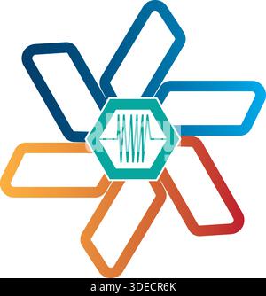 Vecteur de modèle de conception de logo Medical Hexagon Lab Connection Science Illustration de Vecteur