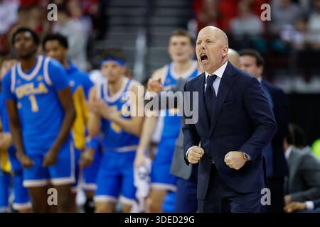 Madison, WI, États-Unis. 6 janvier 2026. L'entraîneur-chef des Bruins de l'UCLA, Mick Cronin, lors du match de basket-ball de la NCAA entre les Bruins de l'UCLA et les Badgers du Wisconsin au Kohl Center de Madison, WISCONSIN. Darren Lee/CSM/Alamy Live News Banque D'Images
