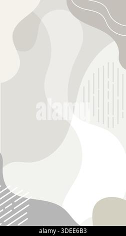 Arrière-plan abstrait montrant des formes organiques fluides et des motifs de lignes dans des couleurs neutres et pastel claires Illustration de Vecteur