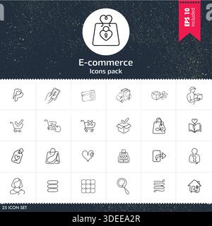 Jeu d'icônes de commerce électronique minimaliste sur le thème de l'avenir Illustration de Vecteur