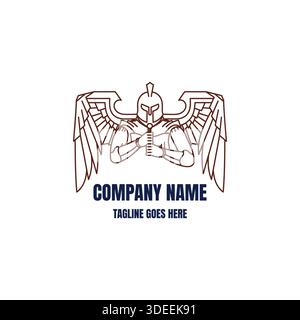 Winged Spartan Warrior logo Icon Outline Vector Illustration de Vecteur
