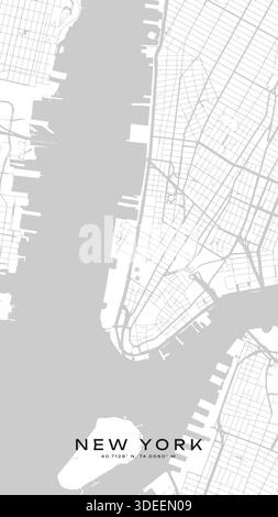 Carte minimale de New York Center New York aux États-Unis de New York City Manhattan One Color Map, Vector Outline version, prêt pour le changement de couleur. Illustration de Vecteur