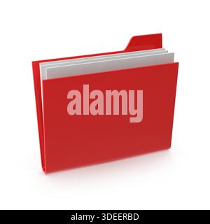 Classeur rouge avec des papiers blancs à l'intérieur, parfait pour organiser des documents et des informations. Banque D'Images