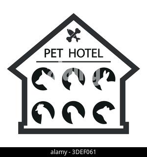 Concept de construction de maison pour animaux de compagnie ou de maison temporaire pour chats et chiens, Illustration de Vecteur