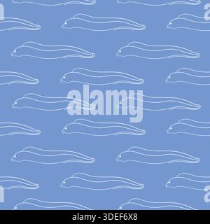 Modèle sans couture avec anguille de natation de style art au trait. Papier peint motif océan. Illustration de Vecteur