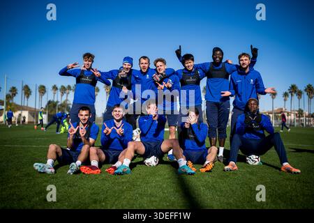 Oliva, Espagne. 07 janvier 2026. Les joueurs de Gand photographiés lors du camp d'entraînement hivernal de l'équipe belge de football KAA Gent, à Oliva, Espagne, mercredi 07 janvier 2026. BELGA PHOTO JASPER JACOBS crédit : Belga News Agency/Alamy Live News Banque D'Images