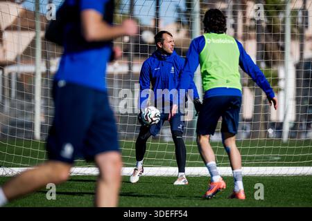 Oliva, Espagne. 07 janvier 2026. Le gardien de but de Gand Davy Roef photographié lors du camp d'entraînement hivernal de l'équipe belge de football KAA Gent, à Oliva, en Espagne, mercredi 07 janvier 2026. BELGA PHOTO JASPER JACOBS crédit : Belga News Agency/Alamy Live News Banque D'Images