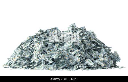 pile us 100 dollar 3d fond transparent Banque D'Images