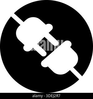 Icône de connexion de la fiche d'alimentation - symbole de prise électrique Silhouette dans un cercle noir Illustration de Vecteur